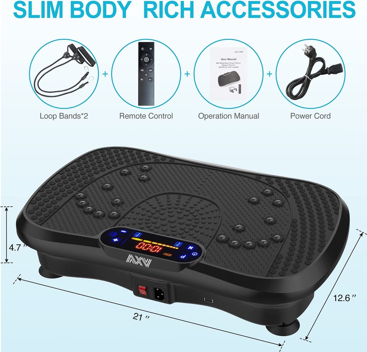 Vibration Plate Fitness Platform Exercise Machine Vibrating Lymphatic Drainage Shaking Full Body Shaker Workout Vibrate Stand Shake Board Sport Gym for Weight Loss Fat Burner for Women Men