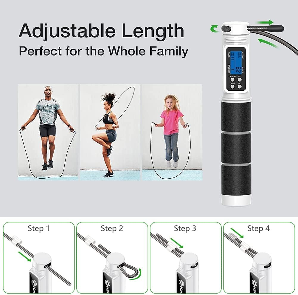 Jump Rope,  Jump Rope with Counter, Workout Jumping Rope with Steel Ball Bearings, Adjustable Length Speed Skipping Rope for Men Women Kids Home Gym, Crossfit, Fitness Exercise