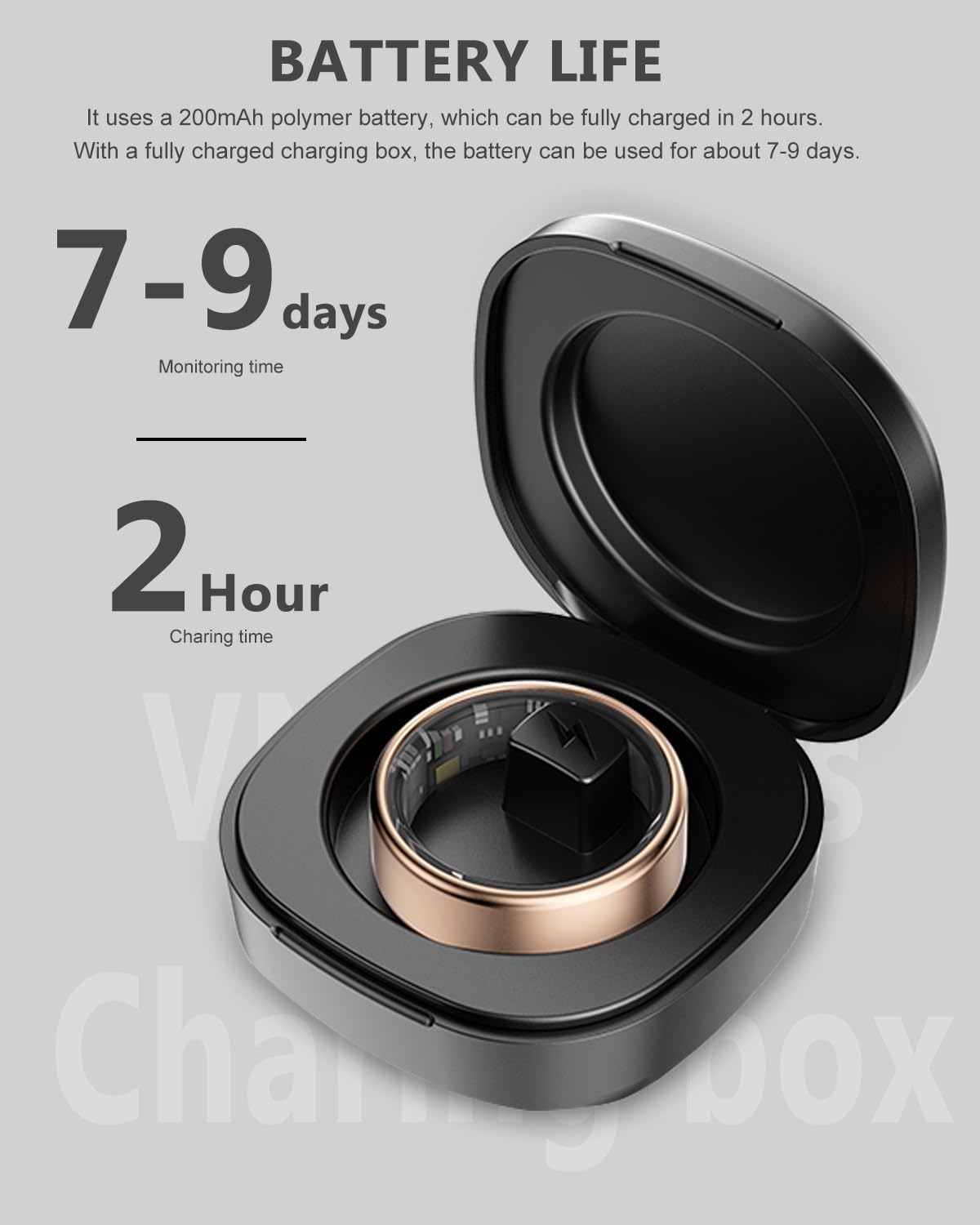 2025 Upgrade Smart Ring Health Tracker for Men Women - IP68 Waterproof Fitness Ring with Sleep Tracker/Heart Rate/Blood Oxygen/Steps/Distance/Calories, Air Shutter, Charging Case up to 7-Day