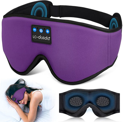 Sleep Headphones, 3D Sleep Mask Bluetooth Wireless Music Eye Mask, Sleeping Headphones for Side Sleepers Sleep Mask with Bluetooth Headphones Ultra-Thin Stereo Speakers Perfect for Sleeping