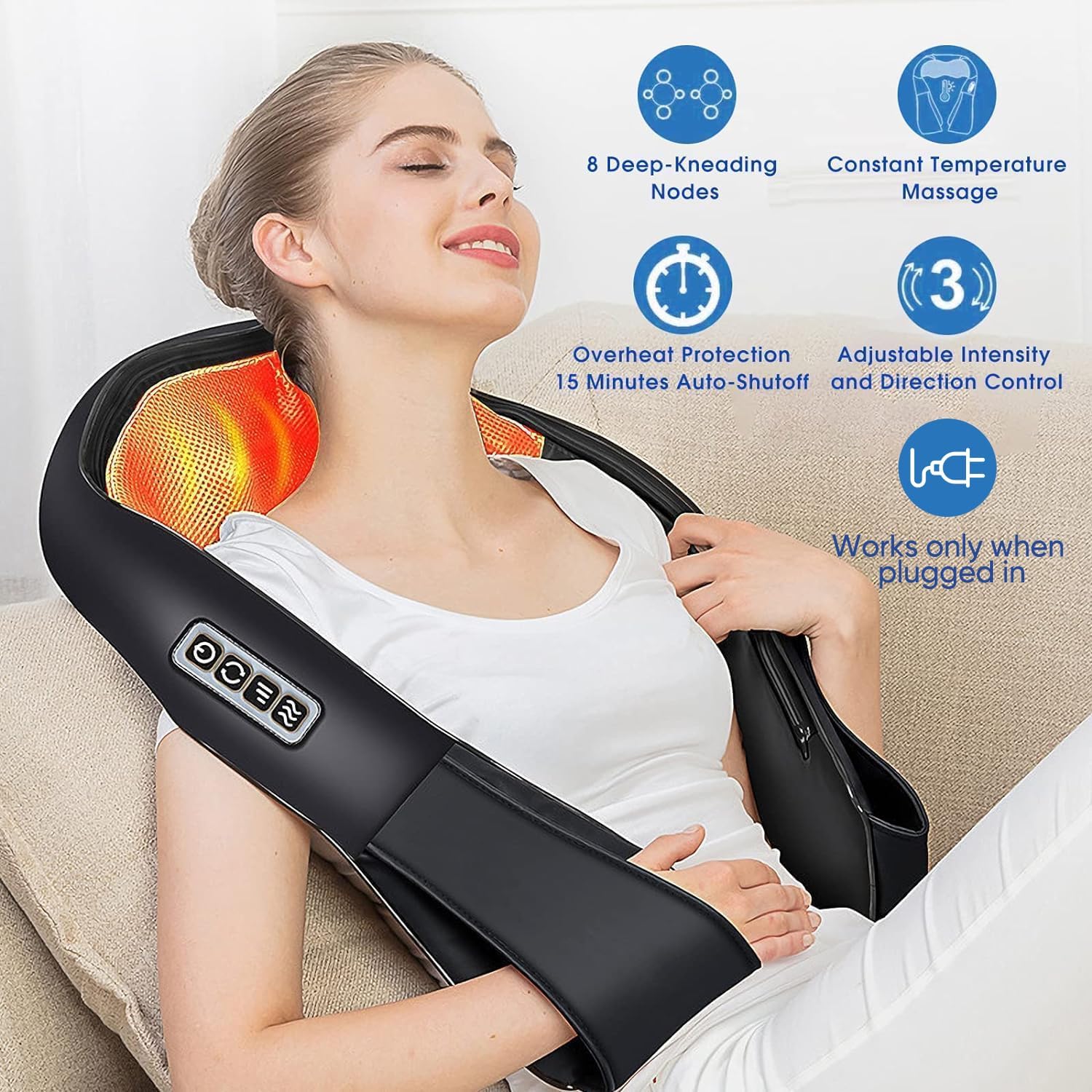 Shiatsu Back and Neck Massager, Back Massager Deep Tissue Kneading Massager Neck and Shoulder Massager with Heat, Electric 4D Massage Pillow Fathers Day Dad Gifts from Daughter(Not Cordless)