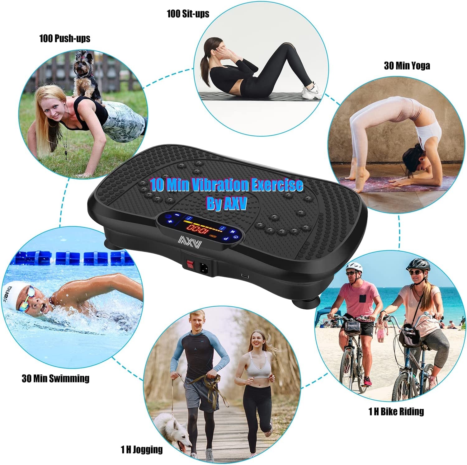 Vibration Plate Fitness Platform Exercise Machine Vibrating Lymphatic Drainage Shaking Full Body Shaker Workout Vibrate Stand Shake Board Sport Gym for Weight Loss Fat Burner for Women Men